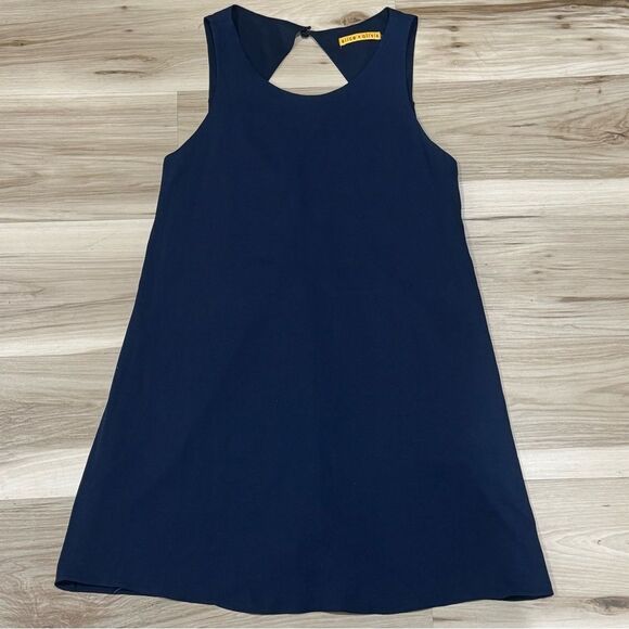 Alice + Olivia Blue Silk Mini Open Back Swing Dress Women’s Small - Picture 1 of 4